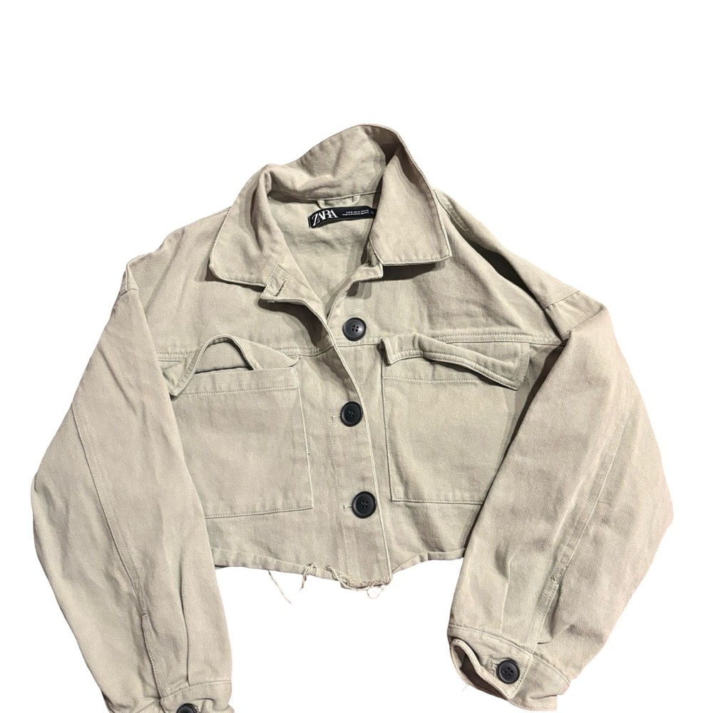 Zara Women's Green Crop Utility Jacket